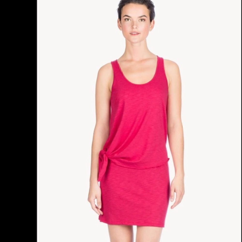 Anthropologie Lilla P pink Double Layered side tie sleeveless shift dress sz S